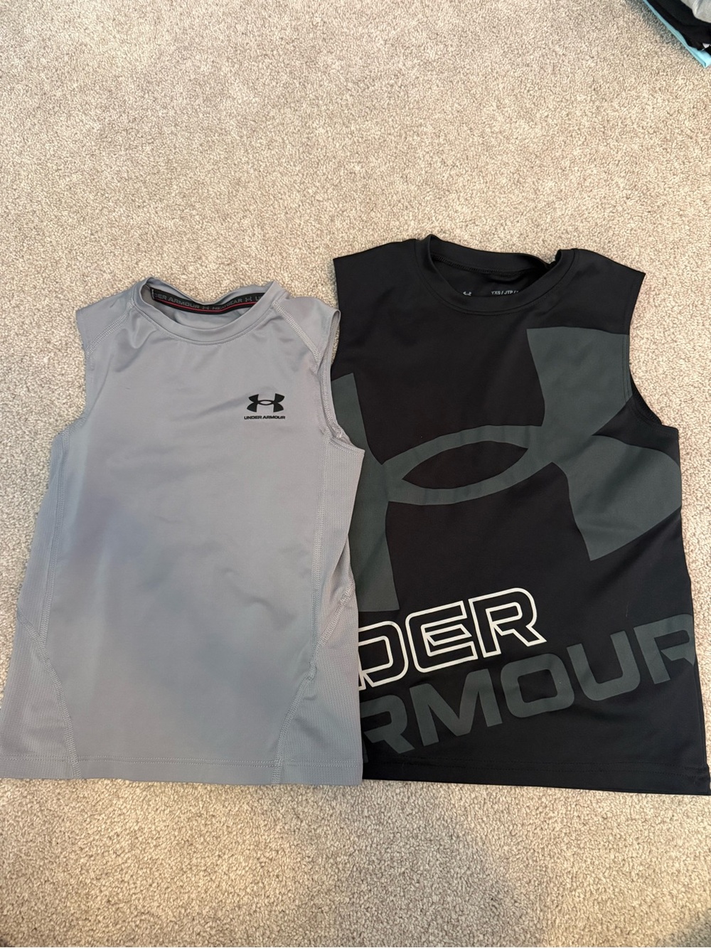 Under Armour Boys' Sleeveless Performance Tops - Black & Gray